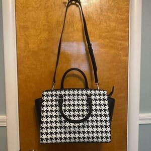 Michael Kors Black and White Houndstooth Satchel
